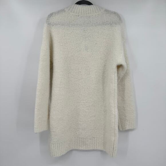 English Factory White Ivory Fluffy Crewneck Mini Sweater Dress Size Small - Picture 3 of 7